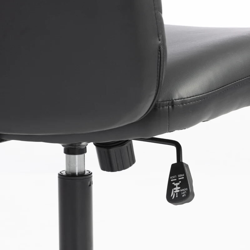 HOMCOM Home Office Desk Chair Height Adjustable Swivel Chair Cross Legged Wide Seat Swivel Wheels Black