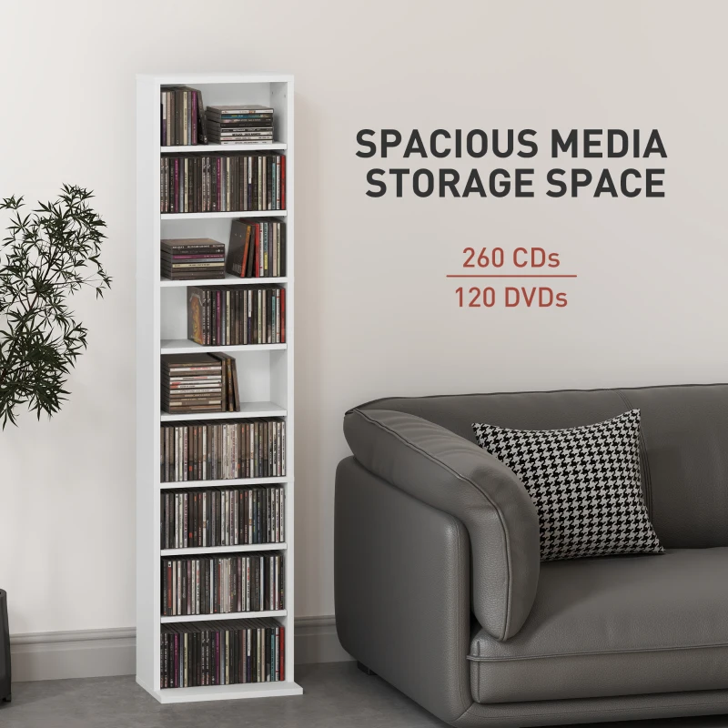 HOMCOM 260 Narrow CD Storage Unit - White