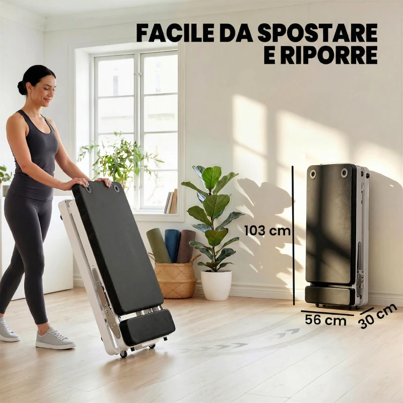 SPORTNOW Reformer Pilates Pieghevole per Casa con 2 Bande Elastiche