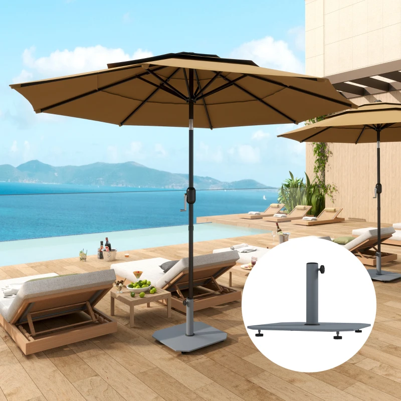 Outsunny Sonnenschirmständer aus Metall 18,5 kg Schirmständer, Quadratisch Schirmhalter für Sonnenschirm 32/38/48mm