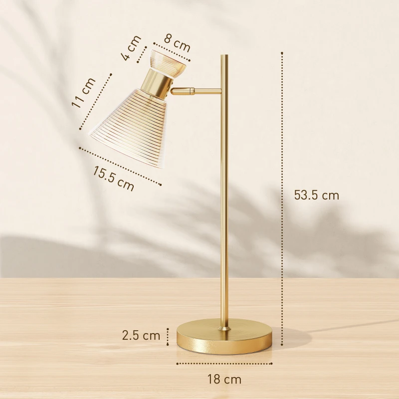 HOMCOM Lampă de masă modernă cu abajur din sticlă reglabil, ambrat și satinat, soclu E27, auriu