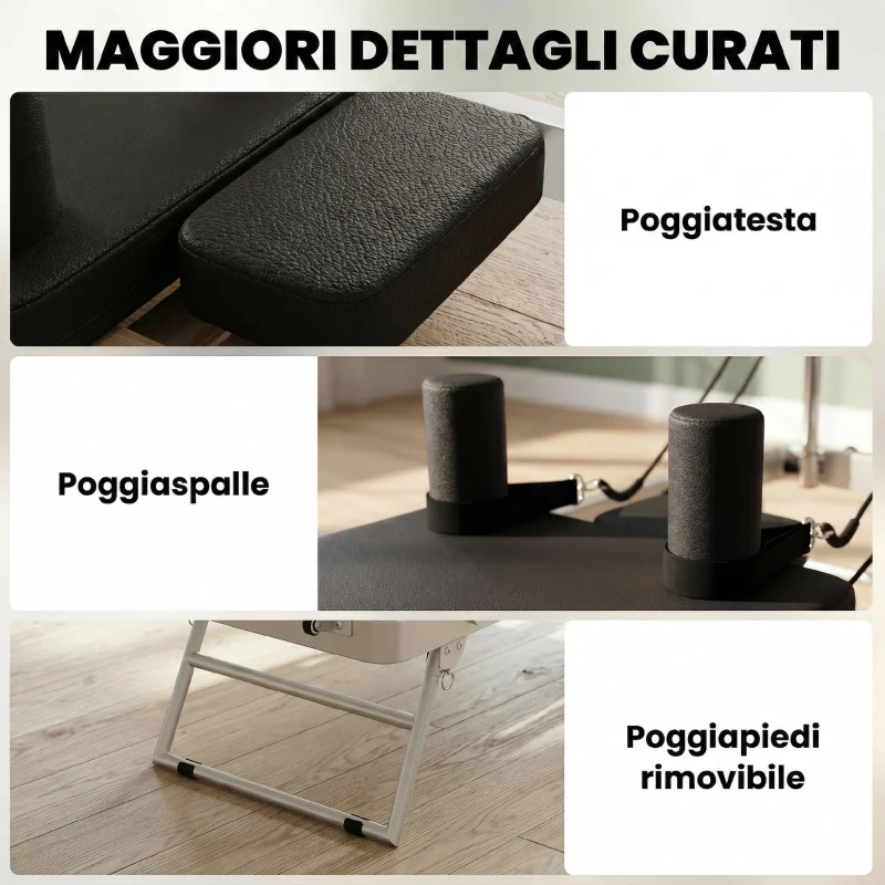 SPORTNOW Reformer Pilates Pieghevole per Casa con 2 Bande Elastiche