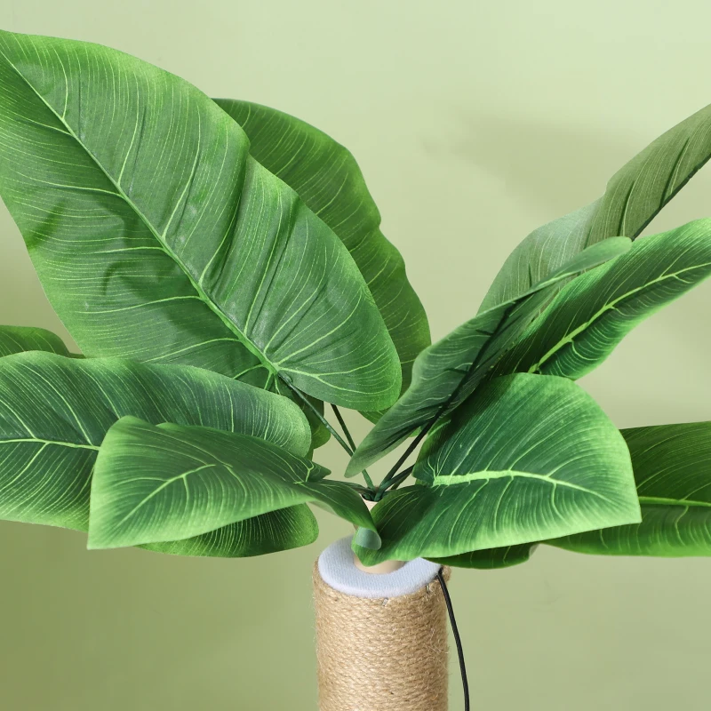 PawHut Árbol Rascador para Gatos 83 cm con Hojas Artificiales, Poste de Yute, Plataformas de Felpa, 2 Juguetes de Bolas, Verde