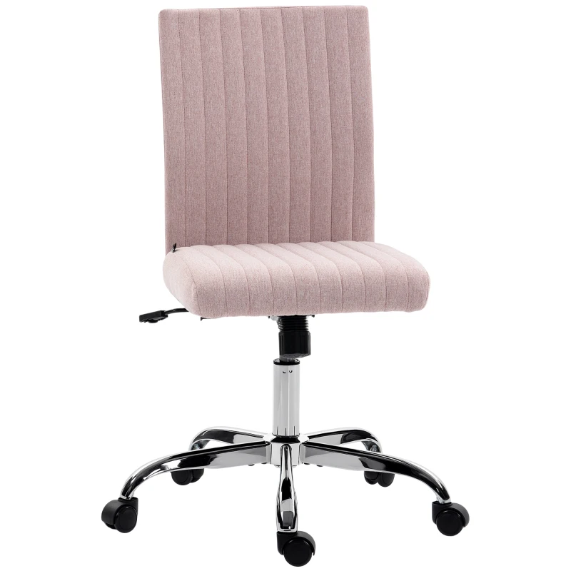 HOMCOM Chaise de bureau sans accoudoirs, fauteuil de bureau, hauteur réglable et pivotant 360°, 43 x 56 x 89-99 cm, rose