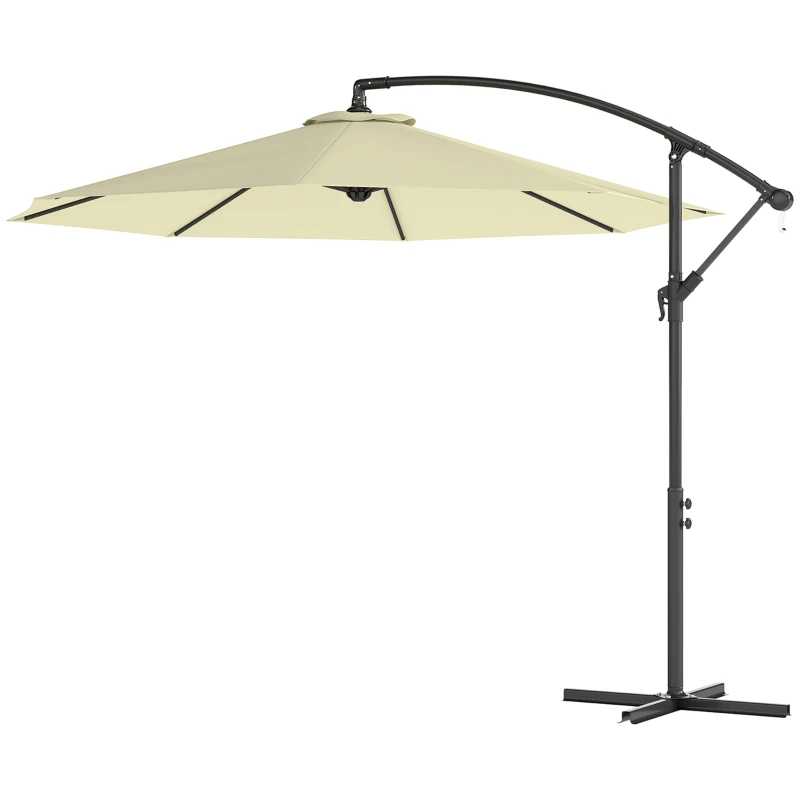 Outsunny Ombrellone da Giardino 3x2.5 m a Braccio Inclinabile con Manovella, Beige
