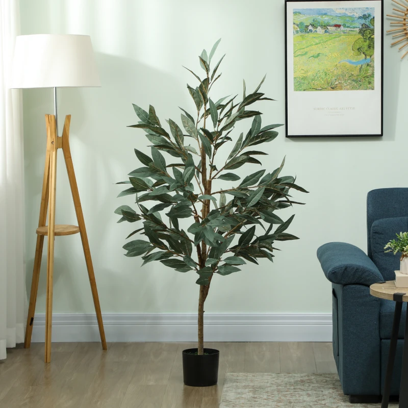HOMCOM Árbol Artificial de Laurel 150 cm Decoración para Hogar Oficina Balcón Dormitorio Verde