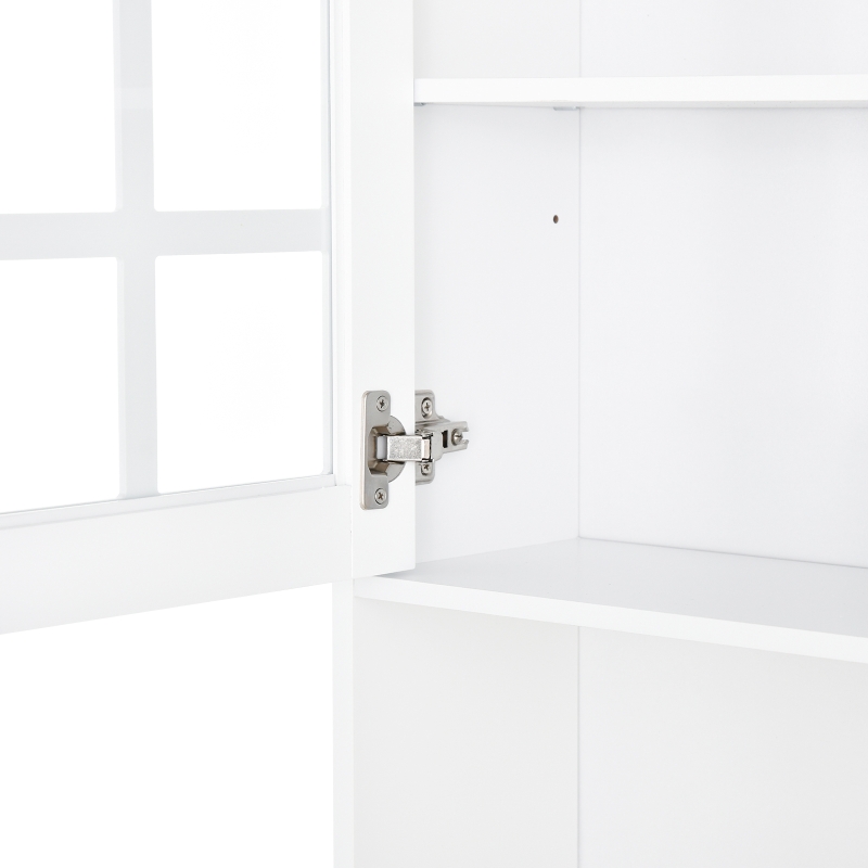 HOMCOM Alacena de Cocina con Estantes y Puertas de Vidrio para Pequeños Electrodomésticos y Menaje 80x37x183 cm Blanco