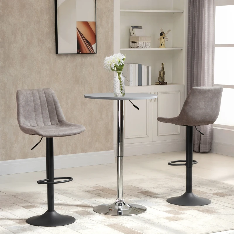 HOMCOM 2er-Set Barhocker im Retrodesign, inkl. Fußstütze, höhenverstellbar, Gaslift, Grau + Schwarz