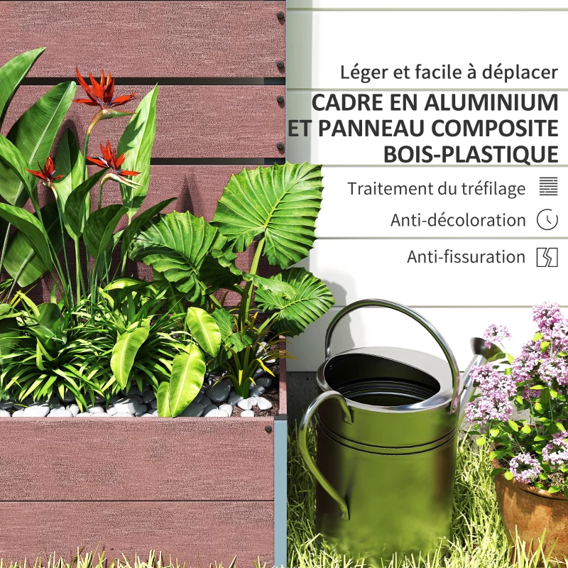Outsunny Jardinière avec treillis, bac à fleurs, pour plantes grimpantes, légumes, fleurs, 72 x 38 x 150 cm, marron clair