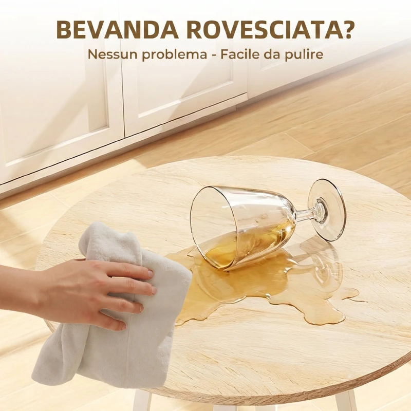 HOMCOM Tavolo Alto Rotondo con Mensola, Tavolo Moderno per Cucina o Sala da Pranzo, per 2 Persone, Naturale e Bianco