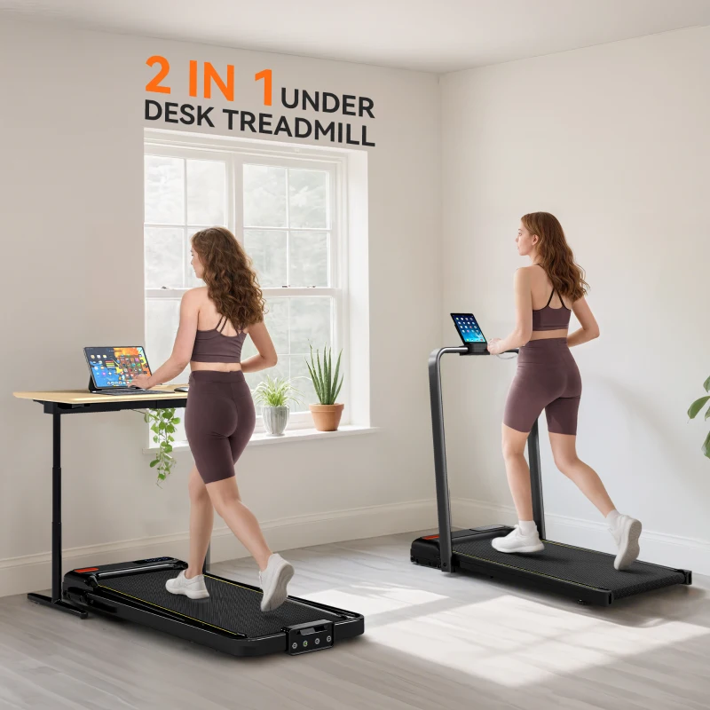 SPORTNOW Folding Treadmill Walking Pad, 2HP Portable Under Desk Treadmill with Handle, Running Jogging Walking Machine