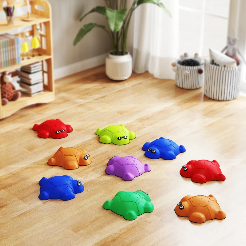 AIYAPLAY Conjunto de 9 Pedras para Pisar, Forma de Tartaruga, 3-8 Anos, Plástico, Colorido
