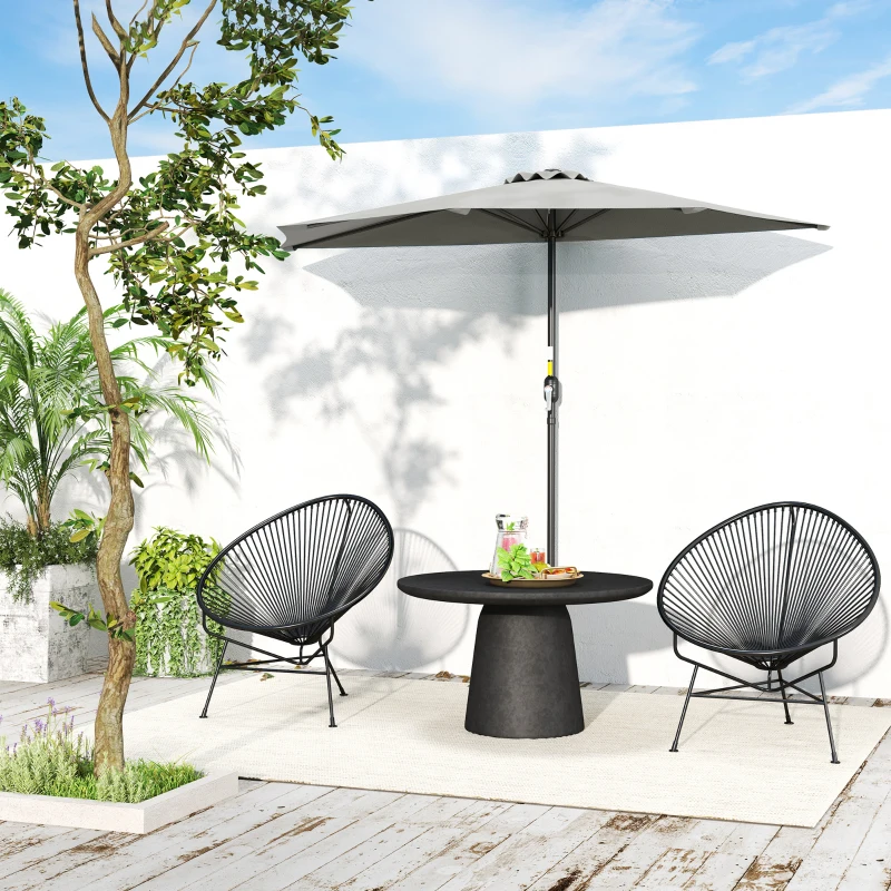 Outsunny Ombrellone da Parete Mezzaluna Salvaspazio con Apertura a Manovella, 2.7x2.4 m, Grigio Chiaro