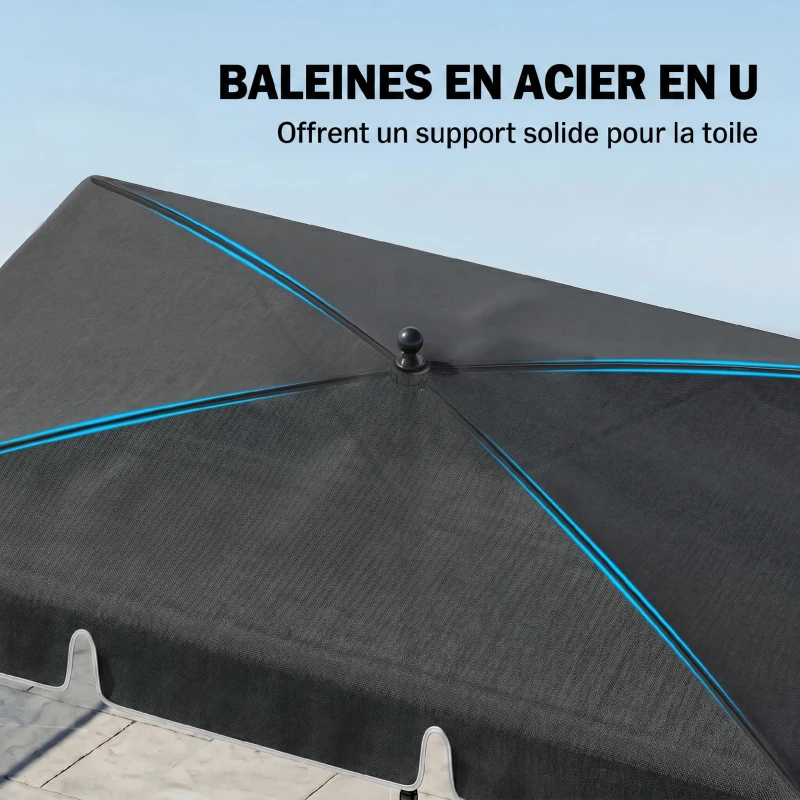 Outsunny Parasol de jardin Parasol droit rectangulaire inclinable alu métal polyester haute densité 2 x 1,3 m gris