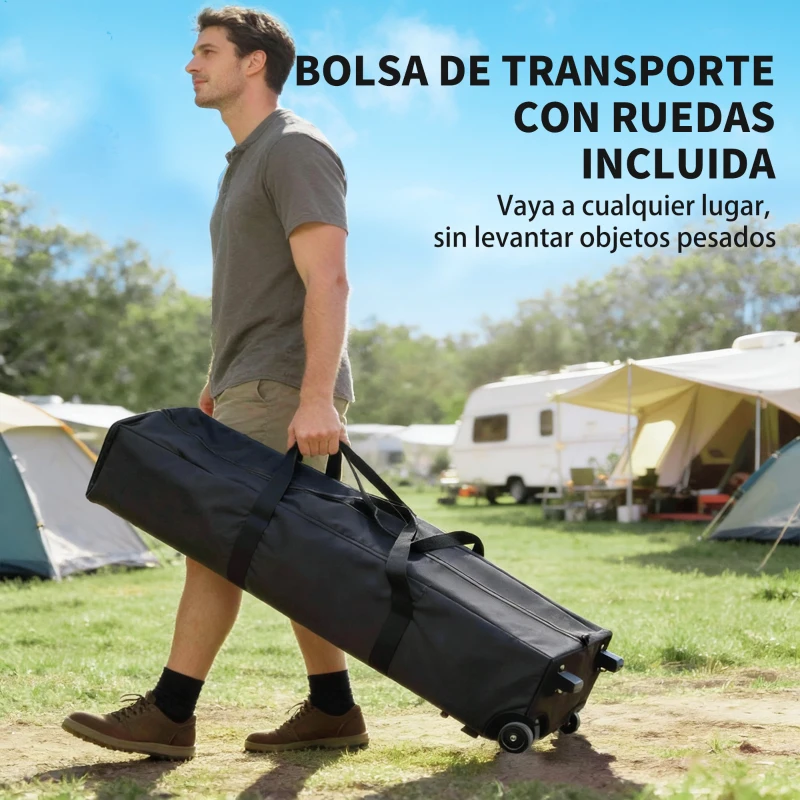 Outsunny Carpa Plegable 6x3 m Pop-up Altura Ajustable 3 Niveles UPF50+ Bloqueo Central Sacos de Arena Bolsa con Ruedas Plateado