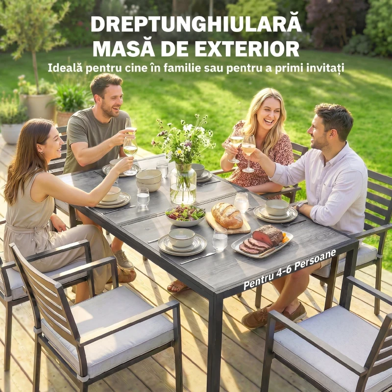 Outsunny Masă de grădină exterior pentru 6 persoane, balcon pentru terasă, pentru dining în aer liber