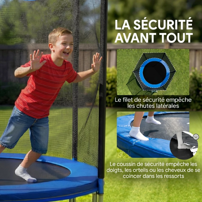 SPORTNOW Trampoline d'extérieur avec filet de sécurité Ø305 cm pour enfants et adultes