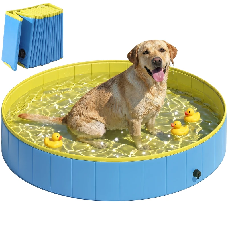 PawHut Faltbarer Hundepool für Große und Extra Große Hunde, mit Anti-Rutsch-Boden für Enten, Innen- und Außen, 160x30cm