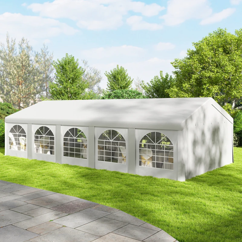 Outsunny Tente de réception barnum 5 compartiments protection UPF30+ structure renforcée 10 parois amovibles 5 x 10 m blanc