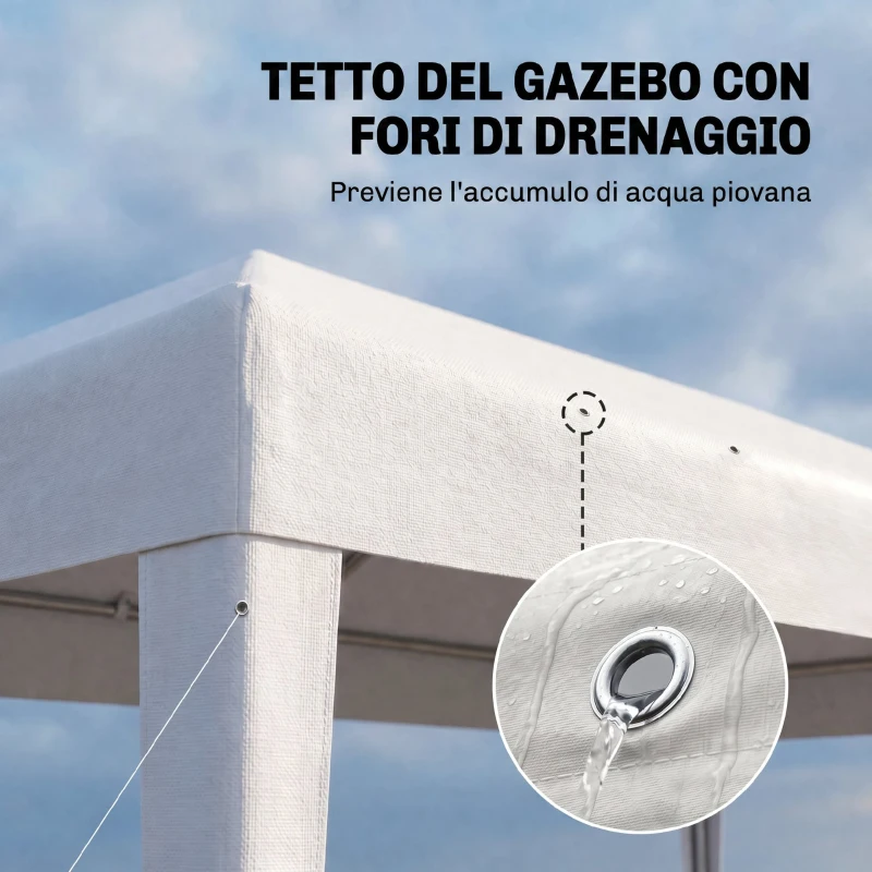 Outsunny Tendone da Giardino Pieghevole per Feste ed Eventi con Pannelli Rimovibili, 5.83x2.95 m, Bianco