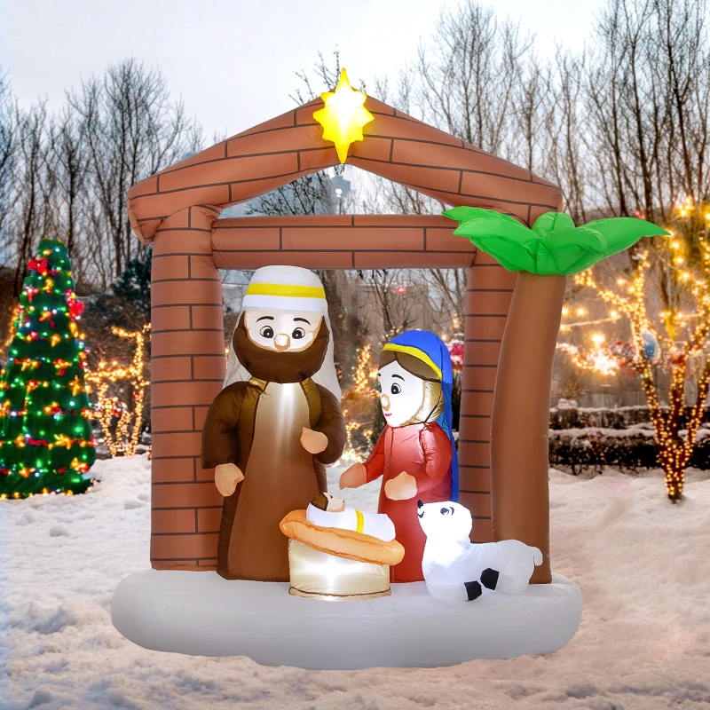 Outsunny Decoración Inflable Navideña con Luces LED e Inflador Hinchable Navidad para Exterior 150x90x185 cm Multicolor