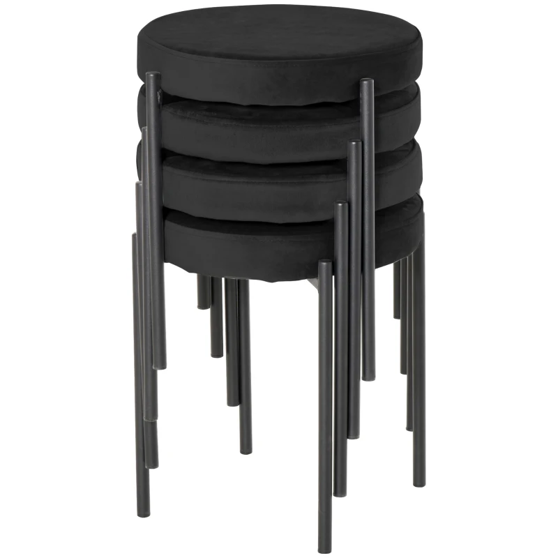 HOMCOM Esszimmerstuhl Akzentstuhl Küchenstühle, 41,5 cm x 41,5 cm x 46 cm, Schwarz(m-11)