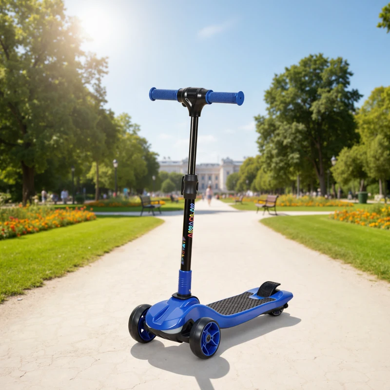 AIYAPLAY Trottinette électrique pour enfant 6 à 10 ans, pliable 3 roues démarrage zéro, vitesse maximale 8 km/h 64x29x83cm bleu