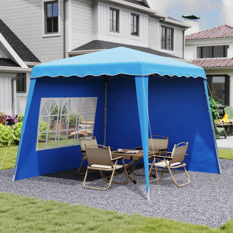 Outsunny 2.4 x 2.4m Two Wall Pop Up Gazebo - Blue