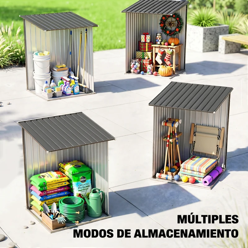 Outsunny Caseta de Jardín Metálica 0,92 m² 100x103x160cm con 1 Puerta y Cerradura para Almacenamiento de Herramientas Gris Oscuro