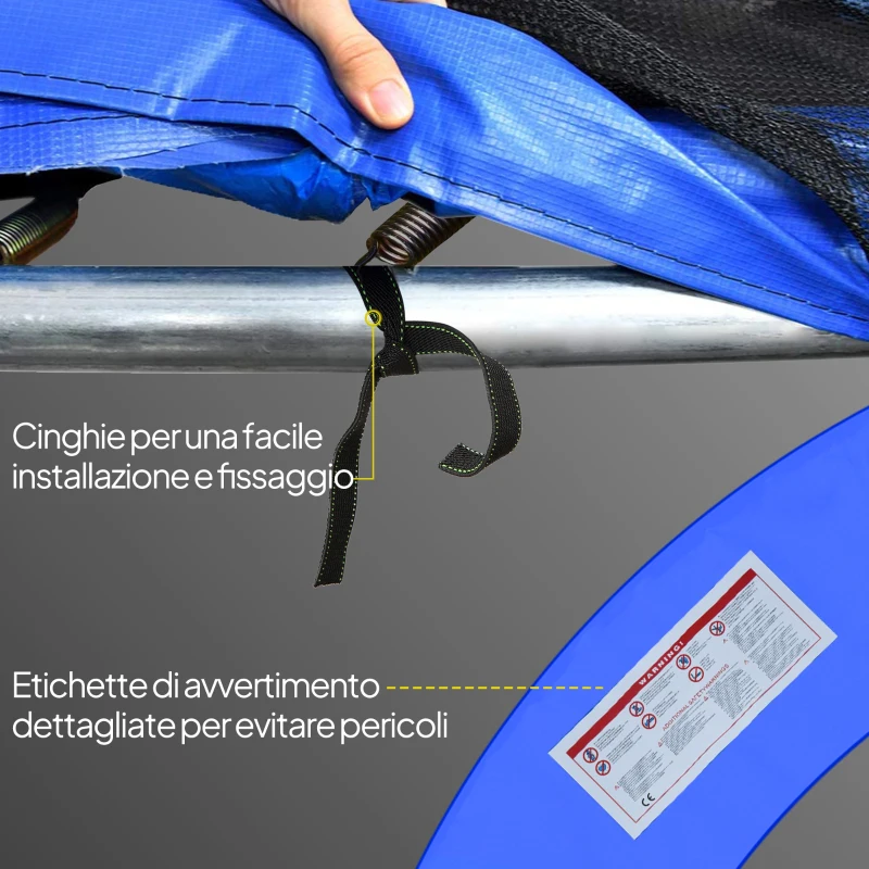 HOMCOM Copertura Imbottita Bordo Trampolino, Protezione per Tappeto Elastico Giaridno in Plastica, Ø244cm, Multicolore