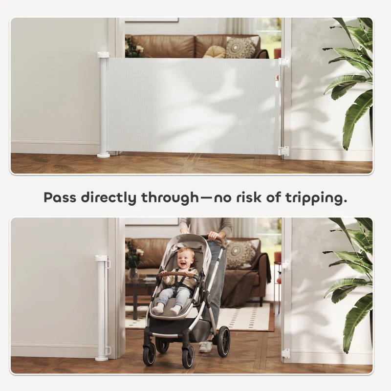PawHut Treppenschutzgitter Ausziehbar 0-136cm 87 cm Hoch Türschutzgitter für Haustiere 142 x 10 x 87 cm Weiß