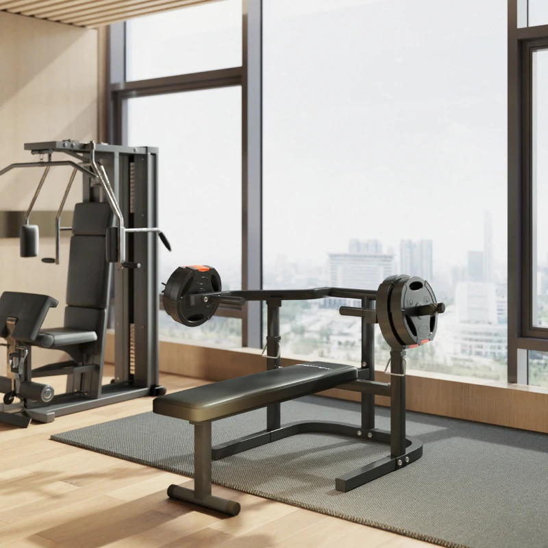 SPORTNOW Macchina Pettorali ad Altezza Regolabile in Acciaio, 150x150x60-85 cm, Nero