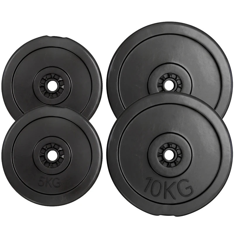 HOMCOM Set de Discuri de Greutăți pentru Antrenament, 5 kg și 10 kg, Negru