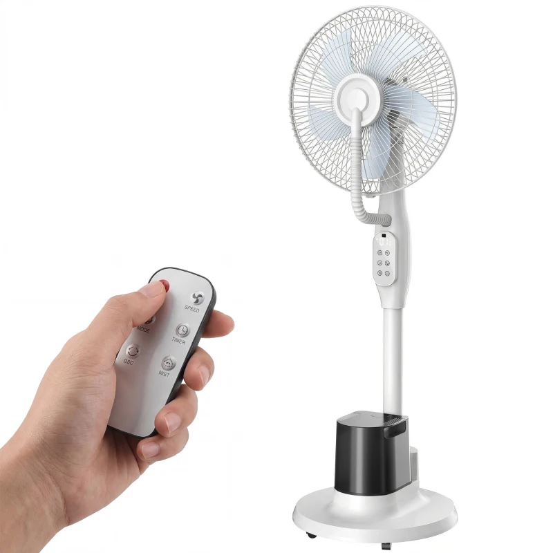 HOMCOM Stehventilator mit Sprühnebel, 70° Oszillation, 3 Geschwindigkeiten, 3 Modi, 3,5L Wassertank, Weiß