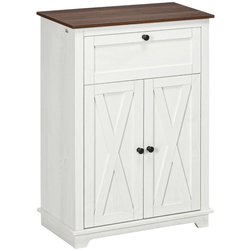 HOMCOM Aparador para Salón Armario de Almacenamiento con Puertas Dobles Cajón y Estante Ajustable 60x30x87,4 cm Blanco