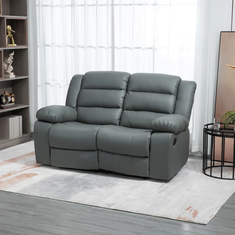 HOMCOM Relax-Sofa für 2 Personen, verstellbare Fußstützen und 135° Neigungswinkel, 168 cm x 98 cm x 102 cm, Grau