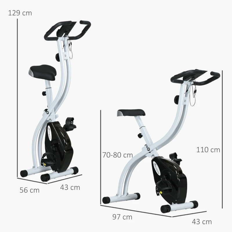SPORTNOW Bicicletă Magnetică Pliabilă cu 8 Niveluri de Rezistență și Șa Reglabilă, din Oțel, 97x43x110 cm, Negru
