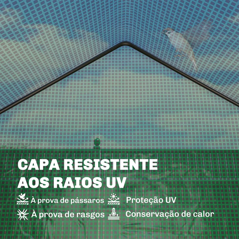 Outsunny Seră de Grădină, Ușă Rulantă, Rafturi 2 Etaje, Structură Oțel, Acoperire PE, 143x73x195 cm, Verde