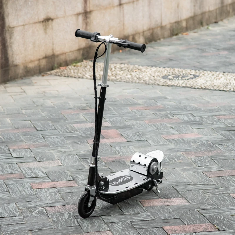 HOMCOM Monopattino Pieghevole per Bambini 7-12 Anni da 120W con Freno e Cavalletto, 75x37x98 cm, Nero