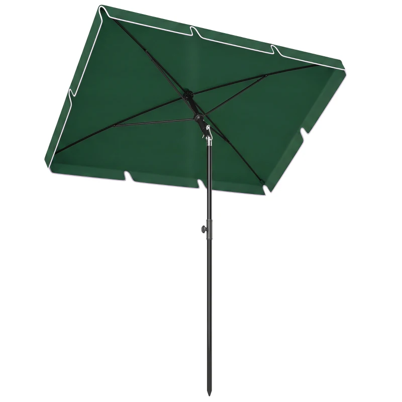 Outsunny Sombrilla de Terraza de Aluminio 2x1,3x2,5 m Parasol de Jardín Rectangular con Función de Inclinación Verde