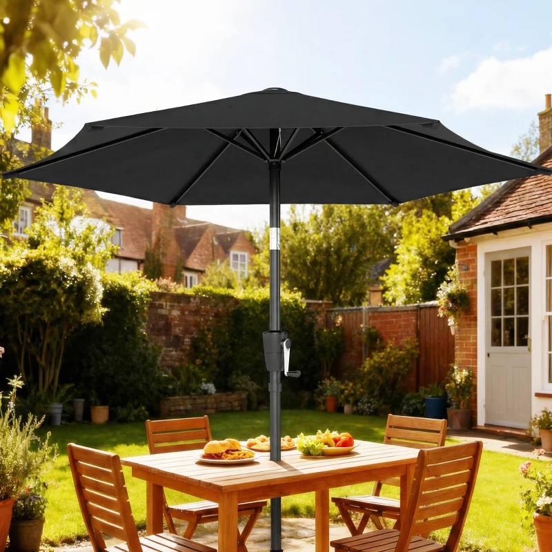 Outsunny 2m Garden Parasol Umbrella, Outdoor Table Parasol Umbrella with Crank Handle, Tilt Function, UV30+ Protection
