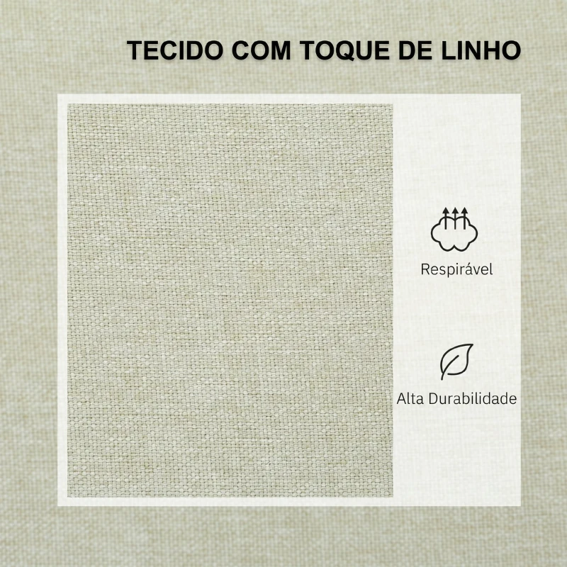 HOMCOM Sofá de 2 Lugares Estofado em Linho Sintético com Espaço de Armazenamento 2 Almofadas e Pés de Madeira 135x71x84 cm Bege