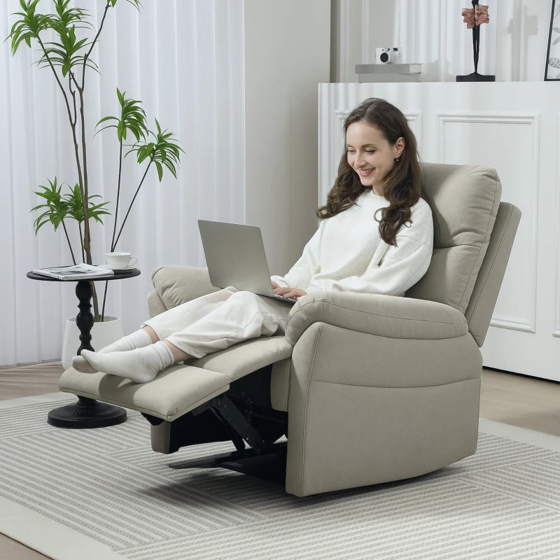 HOMCOM Poltrona Reclinabile 140° con Poggiapiedi, in Microfibra, Schiuma e Metallo, 84x91x102 cm, Grigio