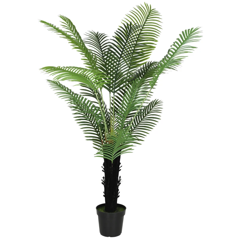 HOMCOM 175cm Artificial Areca Palm Tree with 16 PE Leaves, Decorative Artificial Plant with Plastic Pot and Flocked Soil, Fake Plant for Home Office Decor, Green