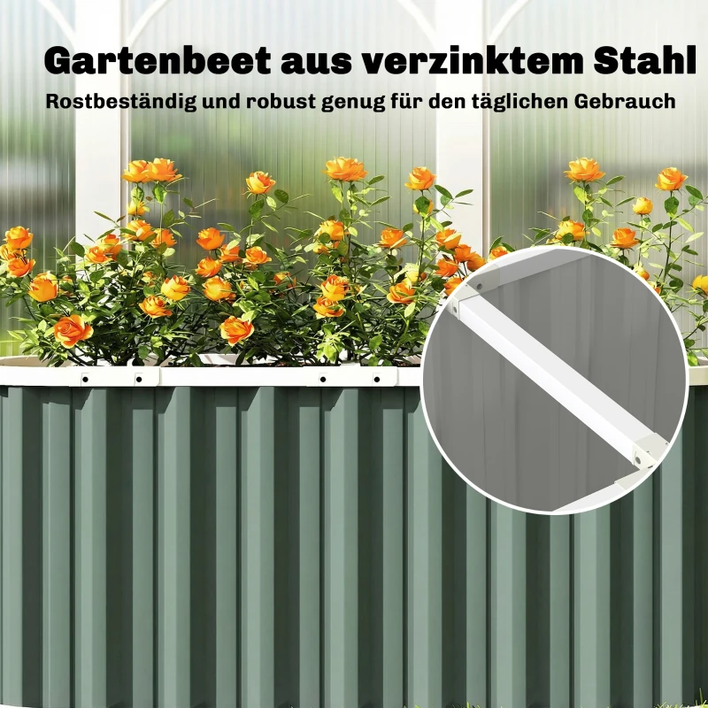 Outsunny Hochbeet Metall 136 x 53 x 61 cm Tief Gartenbeet mit Schutzkanten Pflanzenetiketten Handschuhe Offenem Boden
