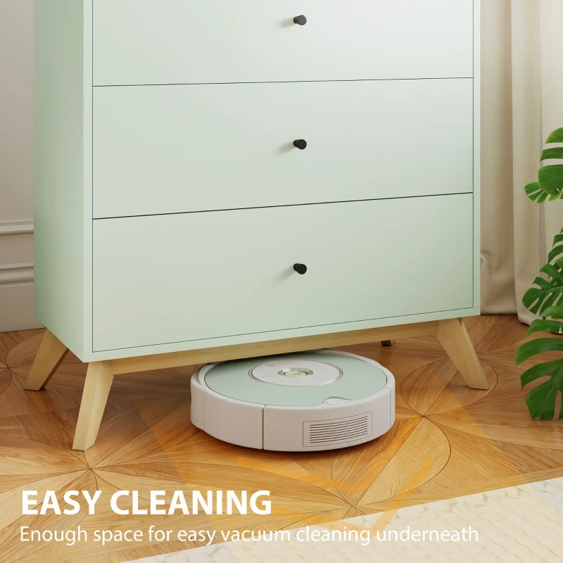 HOMCOM 4 Drawer Storage Cabinet, Chest of Drawers for Bedroom Living Room, Light Green and Oak