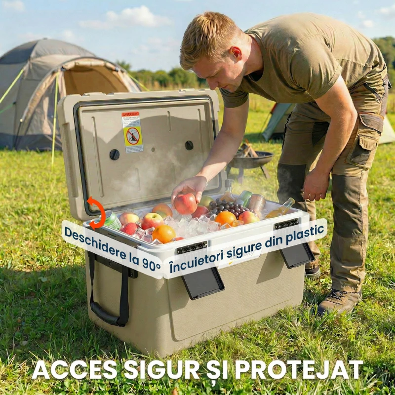 Outsunny cutie frigorifică auto picnic răcitoare portabile frigider băuturi reci călătorie ladă frigorifică congelator rigid bere 40L