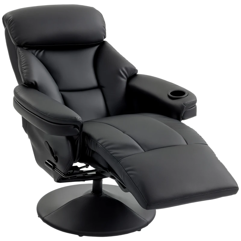 HOMCOM Upholstered Reclining Armchair, Manual Recliner Chair with Footrest and Adjustable Backrest, Black
