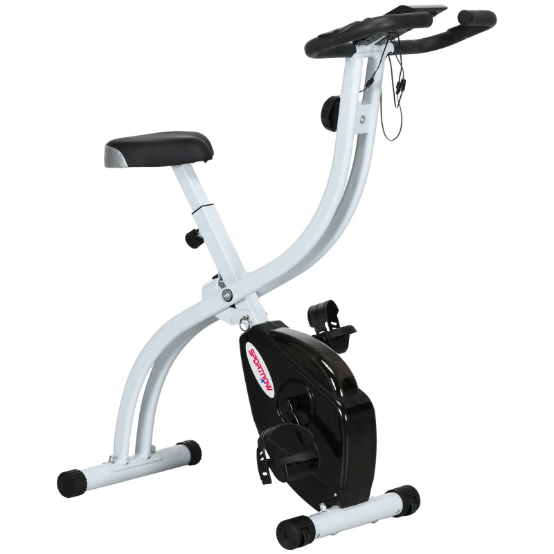 SPORTNOW Bicicletă Magnetică Pliabilă cu 8 Niveluri de Rezistență și Șa Reglabilă, din Oțel, 97x43x110 cm, Negru