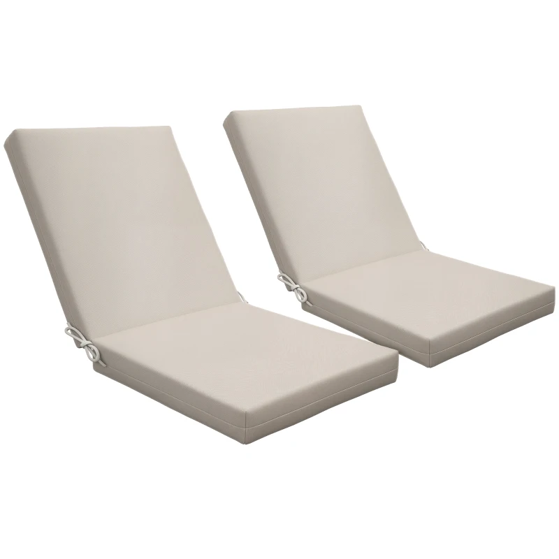 Outsunny Lot de 2 coussins d'extérieur pour fauteuil chaise à dossier avec attaches rembourrage 8 cm, dim. 112L x 51l cm, beige